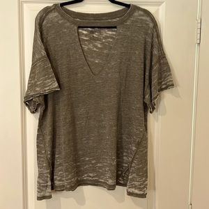 We The Free- green, distressed tshirt, size M